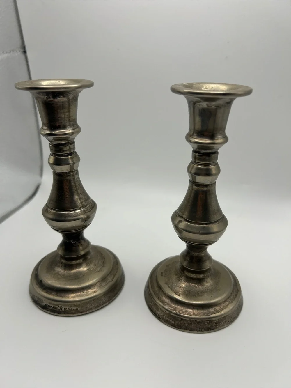 Vintage English Silver Plated Candlestick Holder Pair